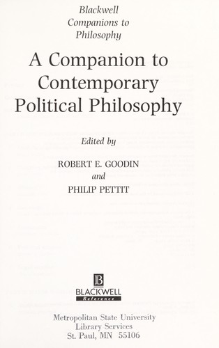 A Companion to contemporary political philosophy