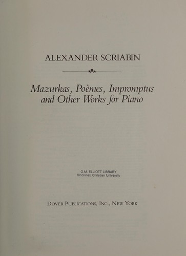 Mazurkas, poemes, impromptus and other works for piano